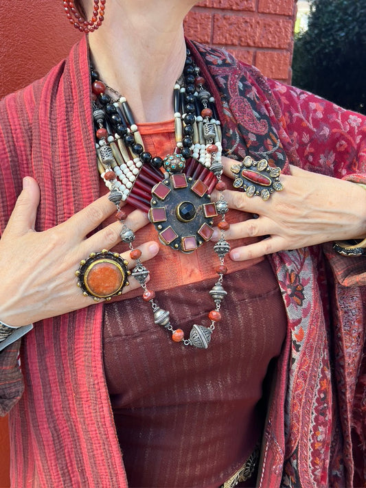 WOOD & RESIN MULTI-STRAND NECKLACE