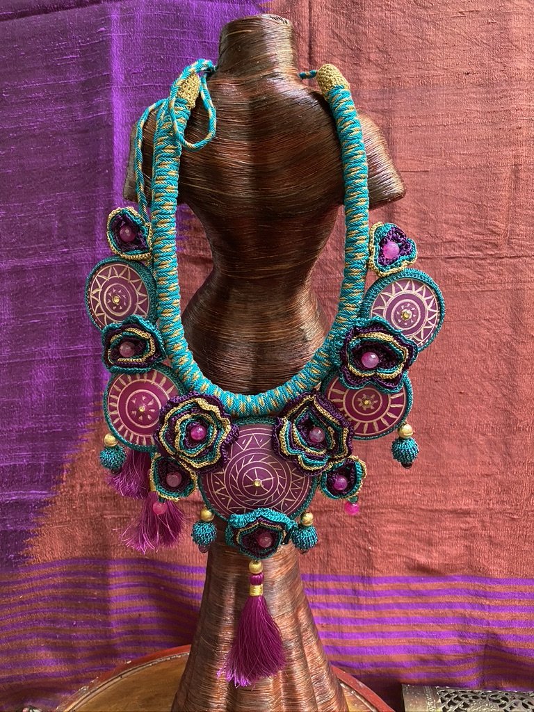 THE FLORALOPOLIS: Tribal Hand Carved Button Neckpiece