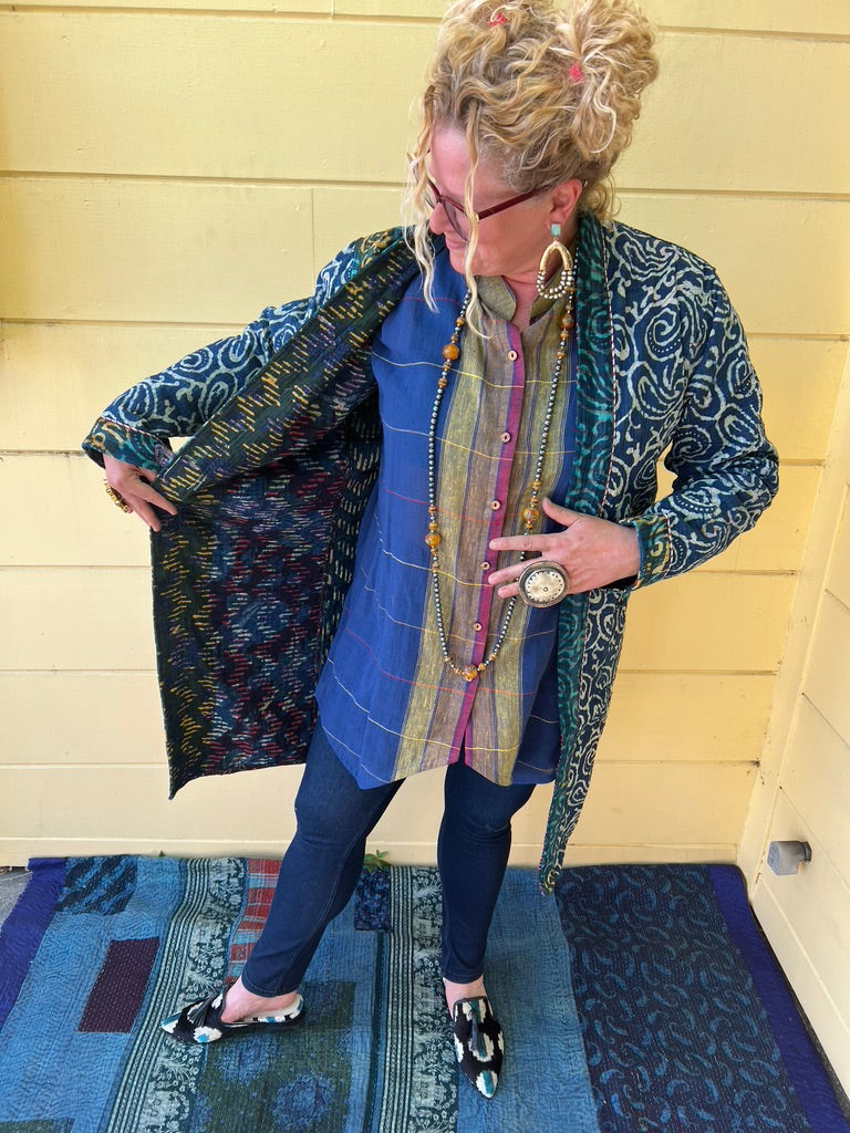 KUMAR COAT Quilted Kantha Perfection