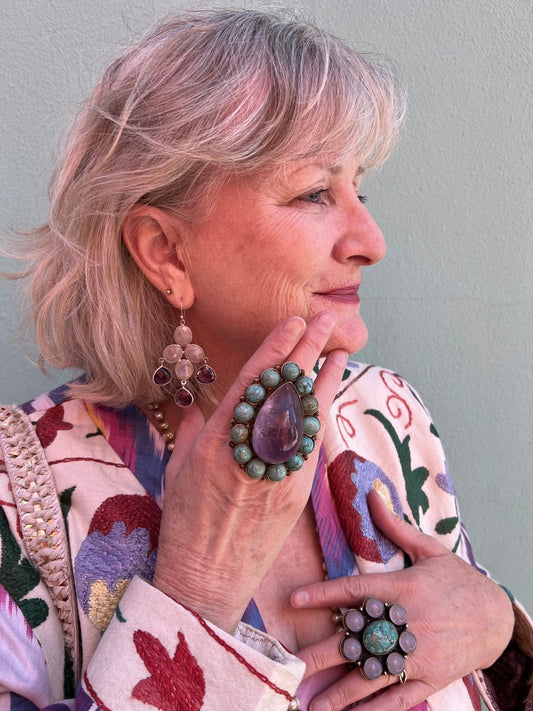 TURQUOISE ROSE PORTRAIT RING