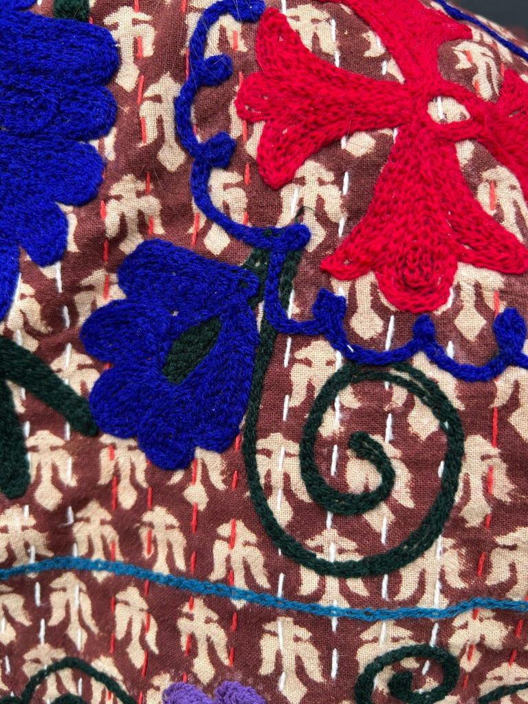 Embroidered bolero jacket in royal, red, green, tan. #1