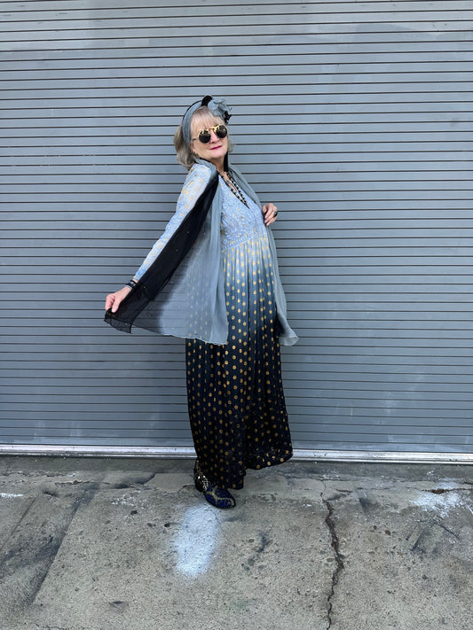 OMBRÉ BOMBSHELL HAND-EMBROIDERED MAXI DRESS