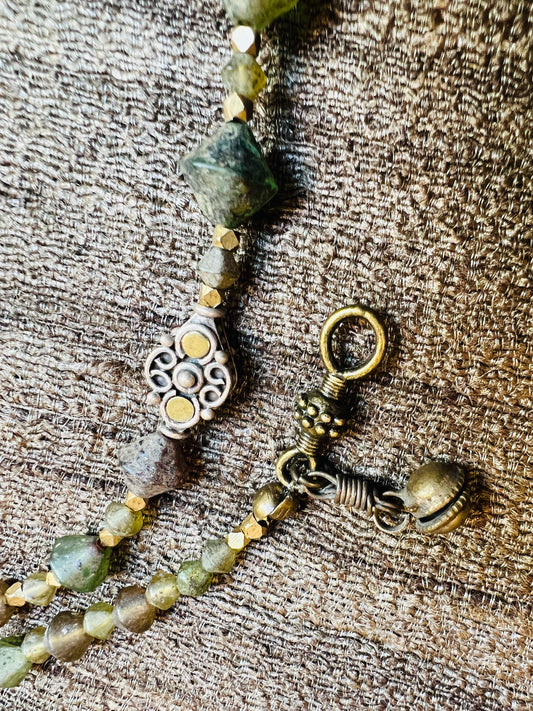 AUTUMN FERN TEMPLE ANCIENT SEA GLASS NECKLACE