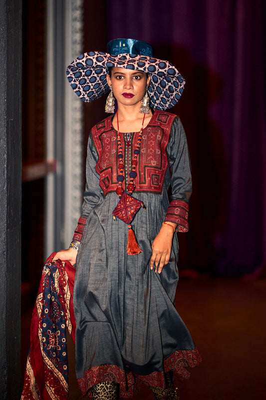 AFGHAN BLUE KAFTAN DRESS