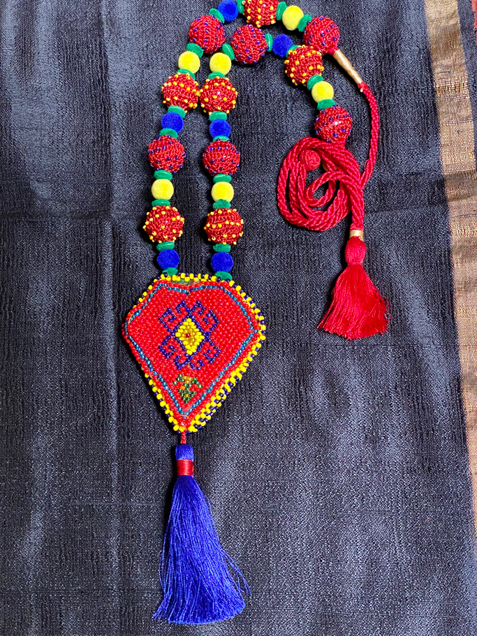 DUO OF TRIBAL MANDALA COIN BEADED PURSE NECKLACES