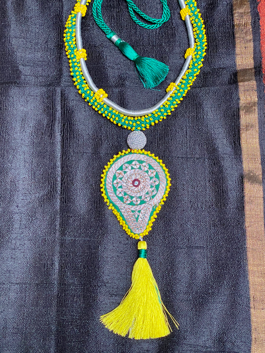 DUO OF TRIBAL MANDALA COIN BEADED PURSE NECKLACES