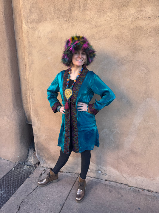 PEACOCK SHIMMER SWING COAT