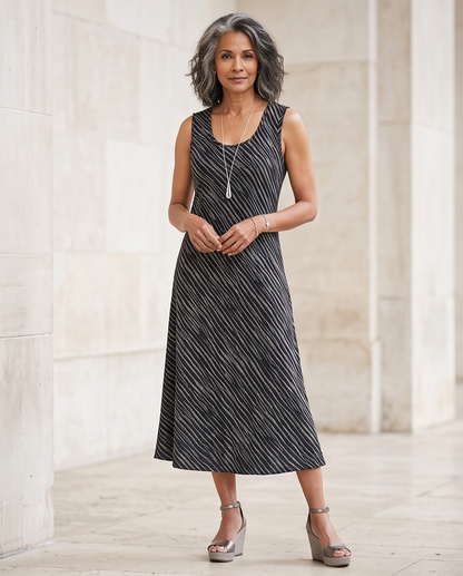 ABSTRACT BLACK COTTON SLIP DRESS