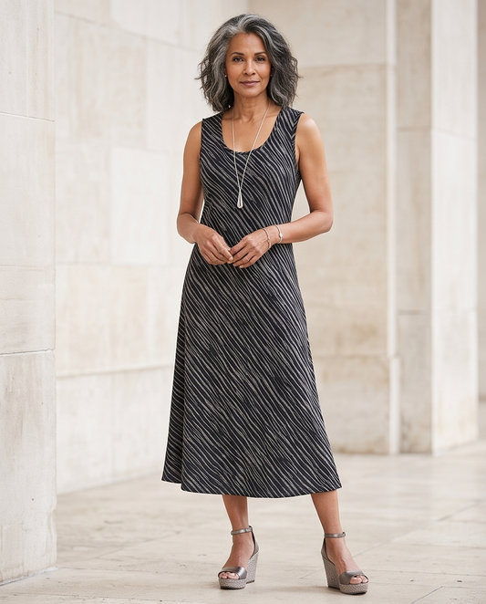 ABSTRACT BLACK COTTON SLIP DRESS
