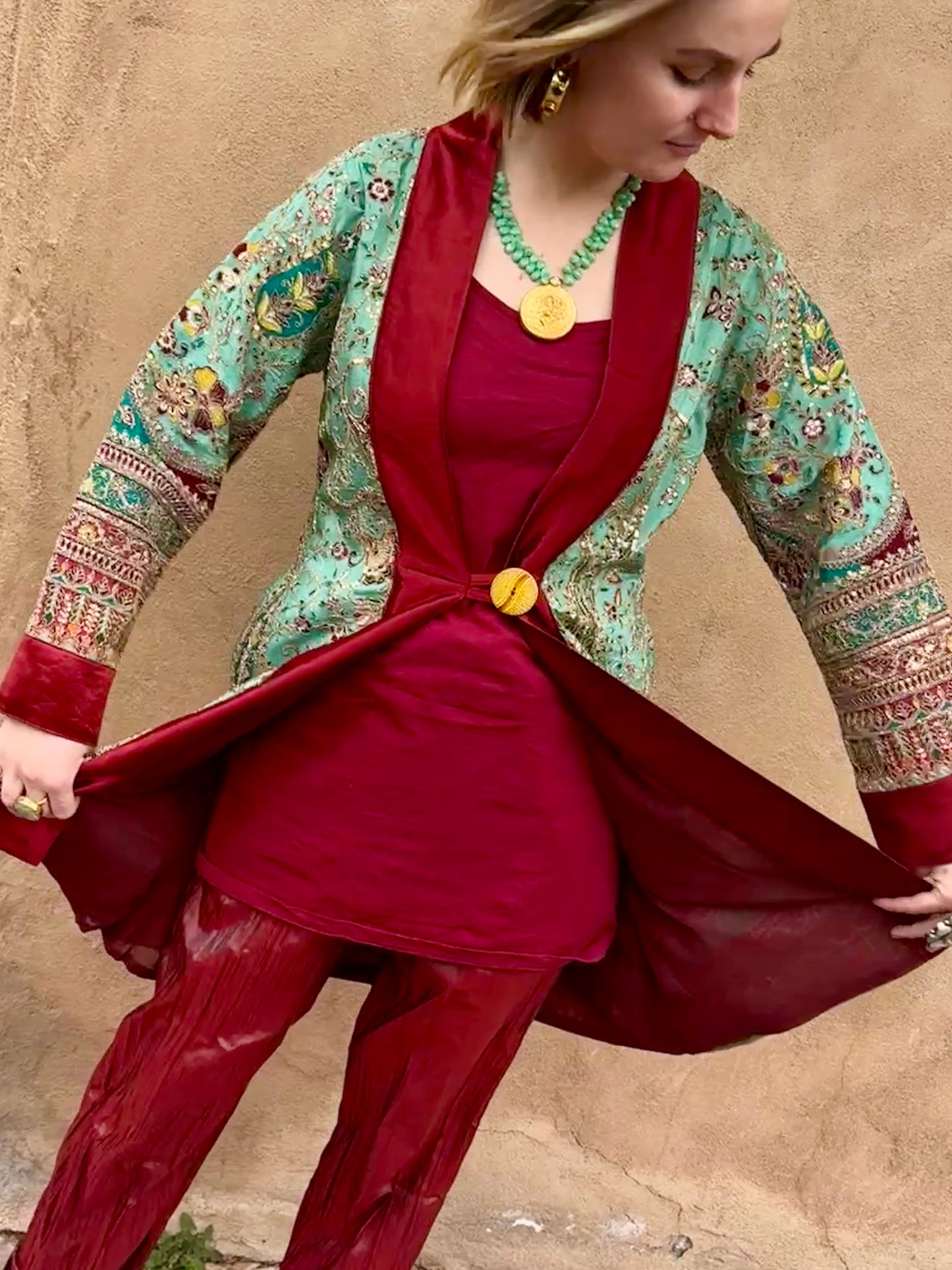 ROMANTIC GILDED AND EMBROIDERED SWING COAT