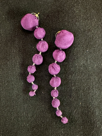 CASCADING CLOTH BALL EARRINGS