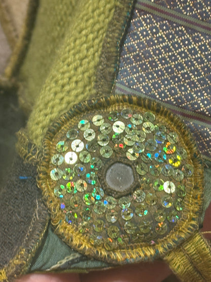 UPCYCLED PATCHWORK POCKET SWEATER