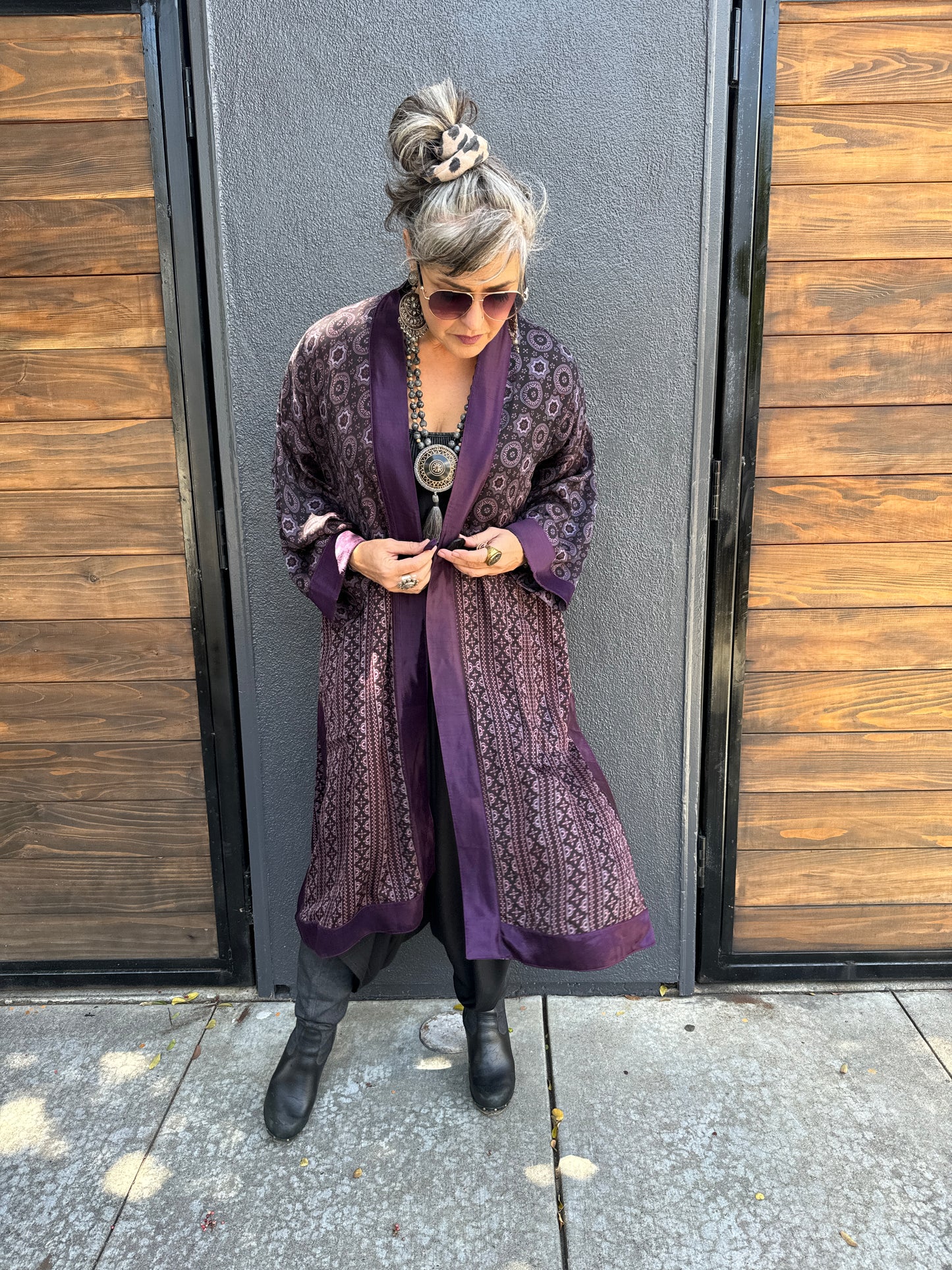 SMOKY PLUM AJRAKH KIMONOS