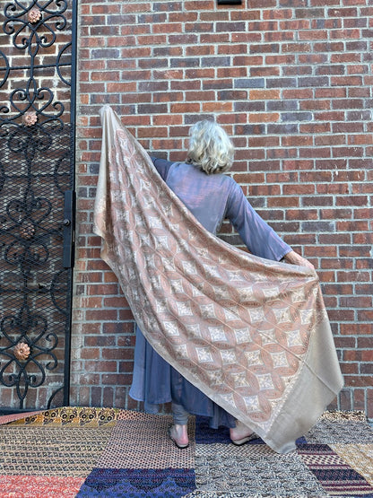 SANDY COPPER EMBROIDERED PASHMINA
