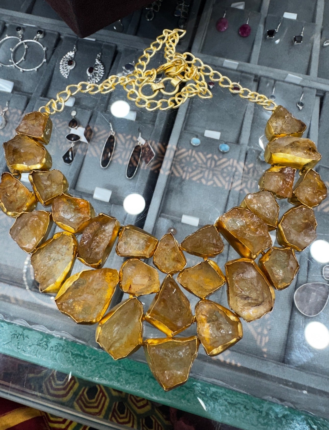 CITRINE ROUGH CUT MOSAIC COLLAR NECKLACE