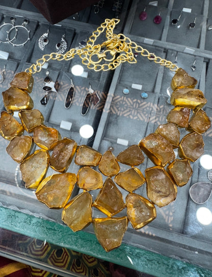 CITRINE ROUGH CUT MOSAIC COLLAR NECKLACE