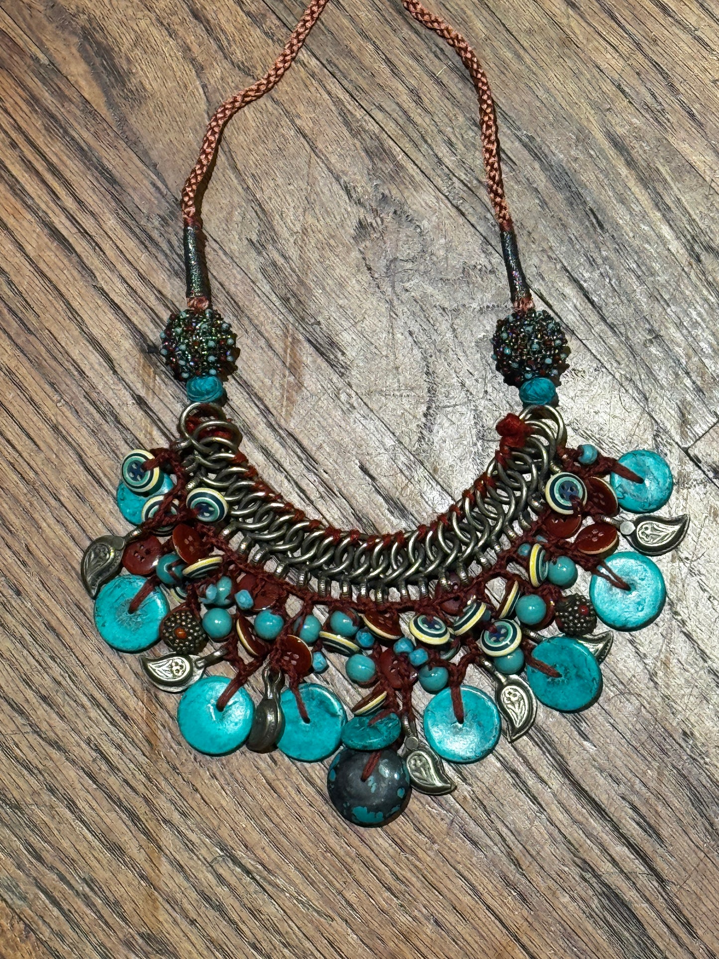 TURQUOISE TREASURE HUNT BIB NECKLACE