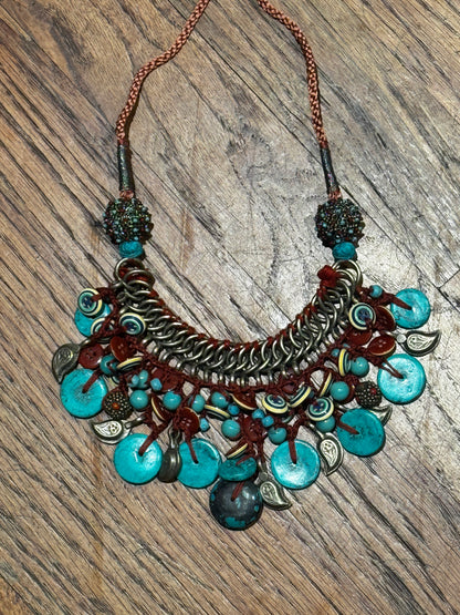 TURQUOISE TREASURE HUNT BIB NECKLACE