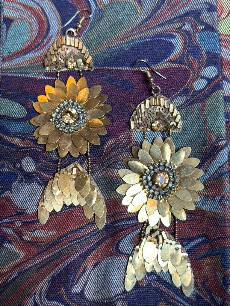 GOLD FLOWERS SPRING MAY SHOWERS EARRINGS