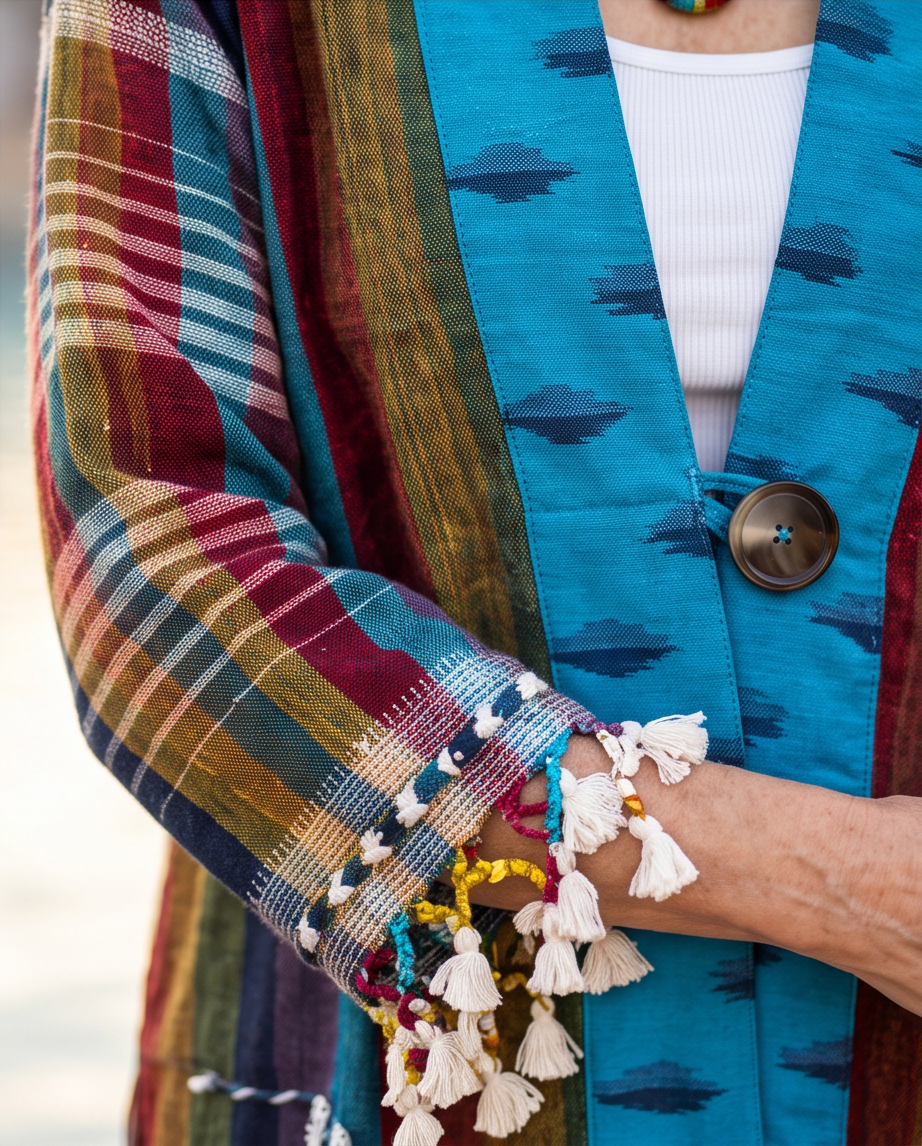AQUA RAINBOW HANDLOOM COTTON COAT