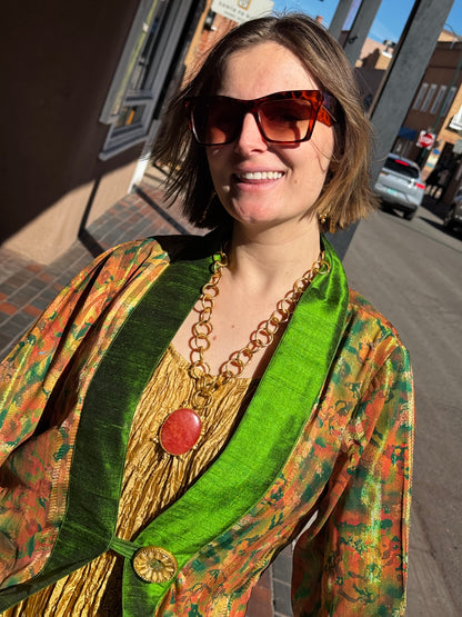 RHUBARB JASPER GOLD PENDANT NECKLACE