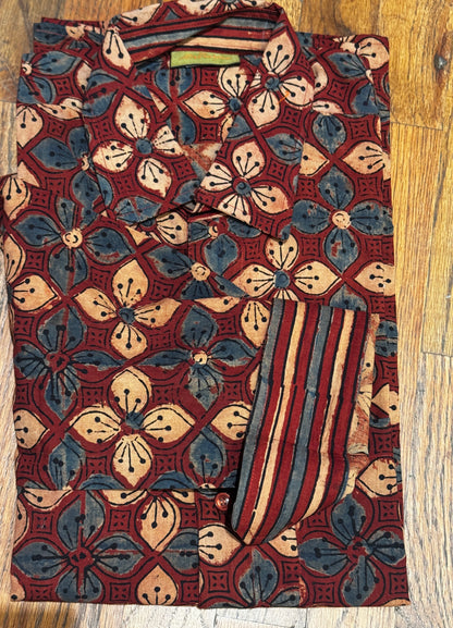 BLOCK PRINT MENS SHIRT Size SMALL Only