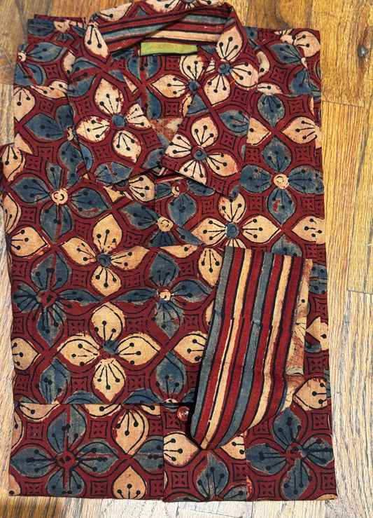 BLOCK PRINT MENS SHIRT Size SMALL Only