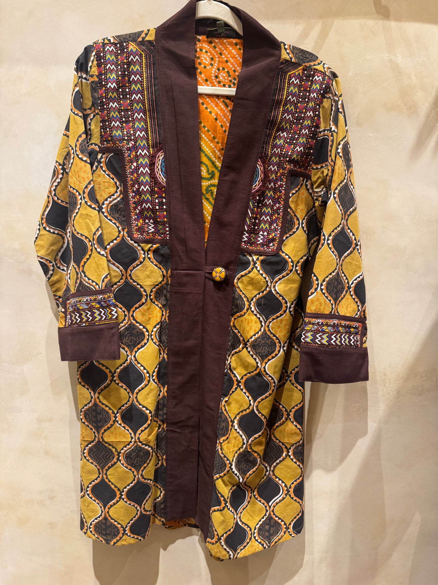 GOLDEN OGEE EMBROIDERED TRIBAL COTTON COAT