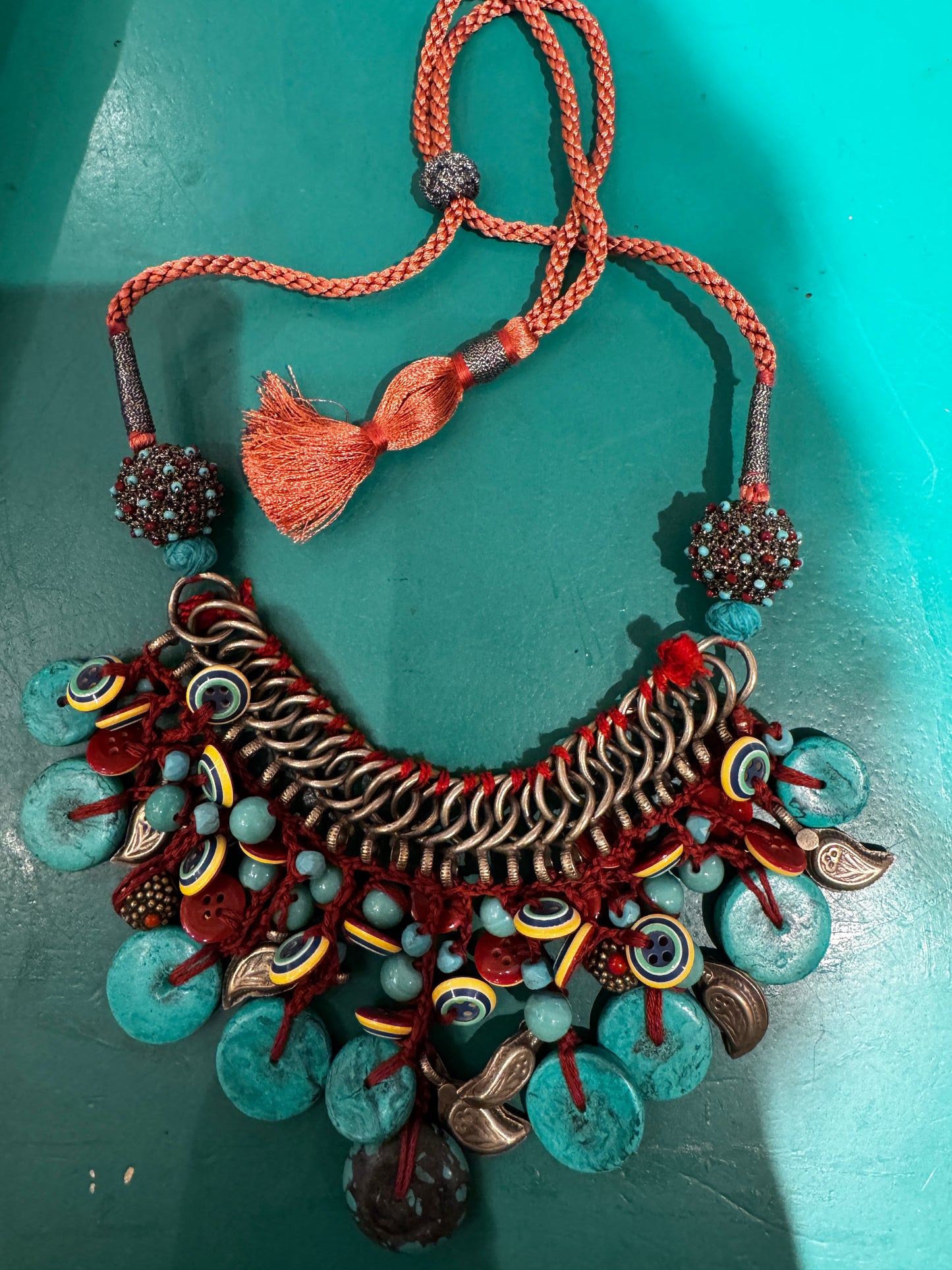 TURQUOISE TREASURE HUNT BIB NECKLACE
