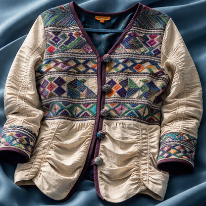 RUCHED ECRU HUIPIL REDUX JACKET