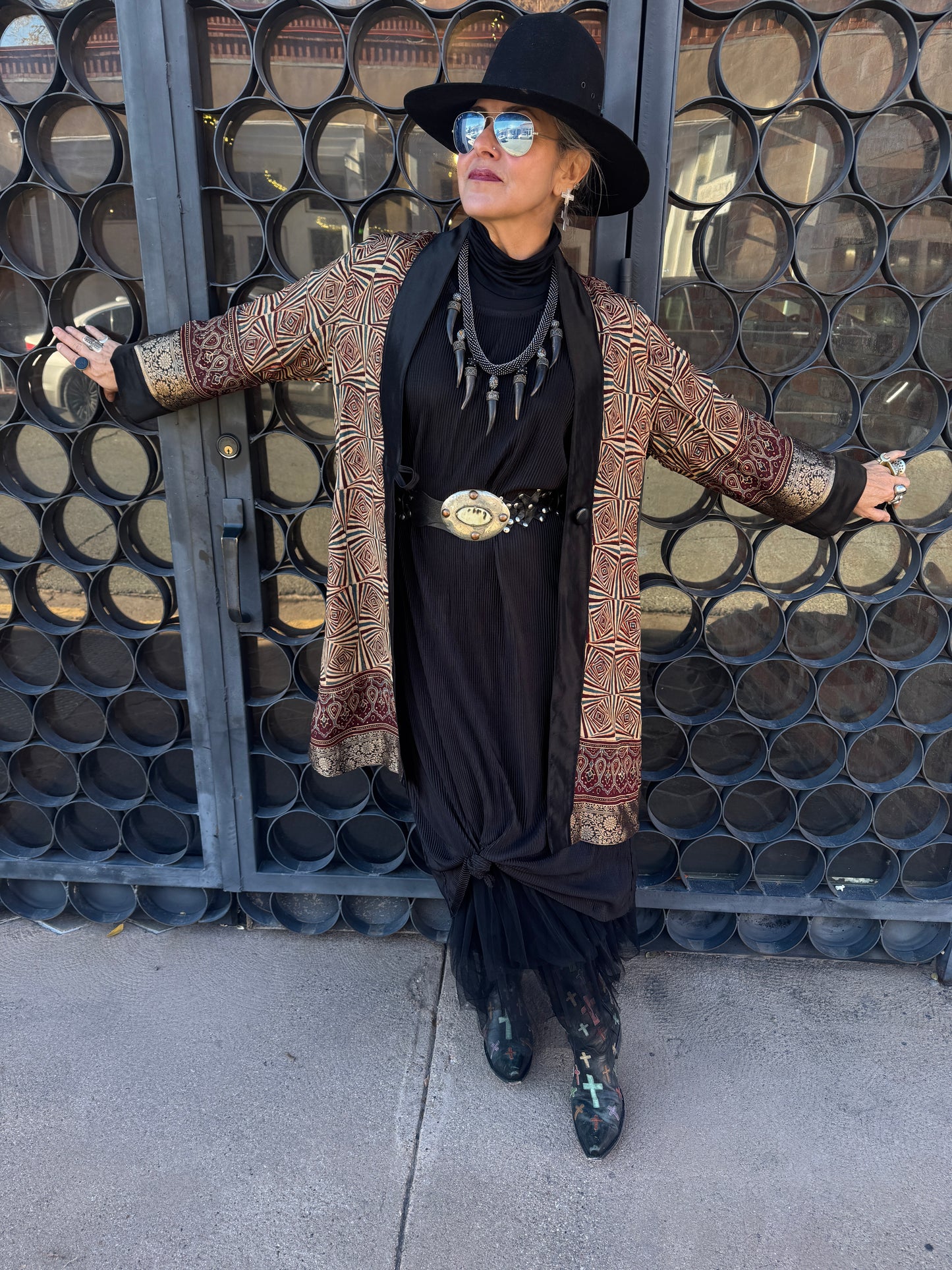 AJRAKH GEO RICH SWING COAT