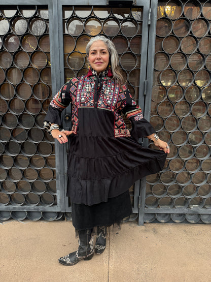 EMBROIDERED PEASANT DRESS