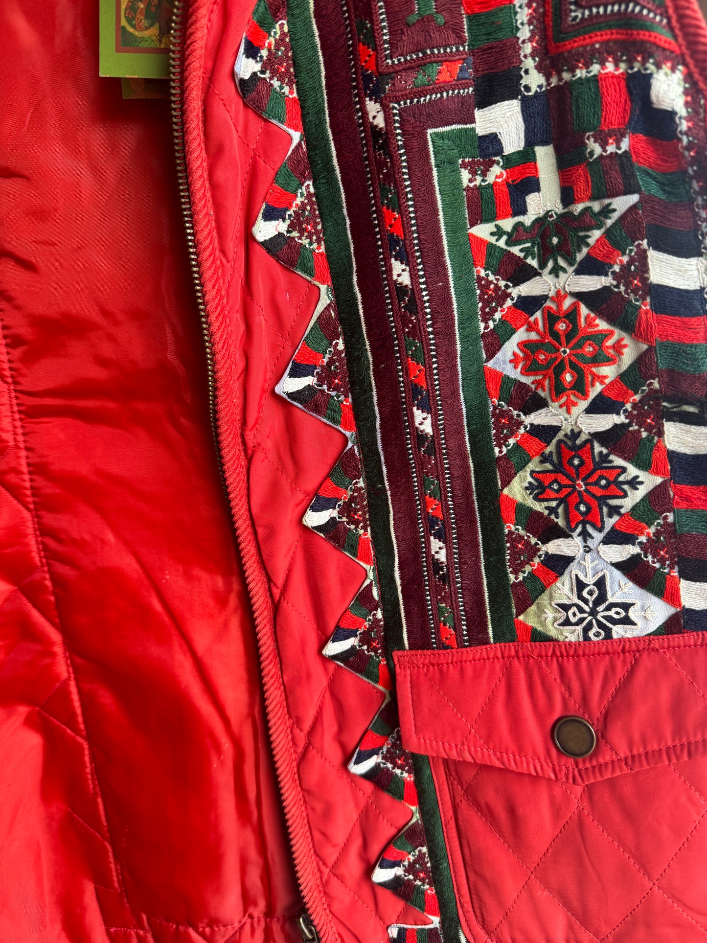 UPCYCLED RED AFGHAN EMBROIDERED VEST