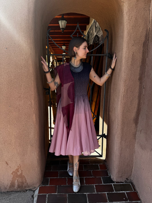 OMBRE SMOKE TO PINK SMOCKED DRESS