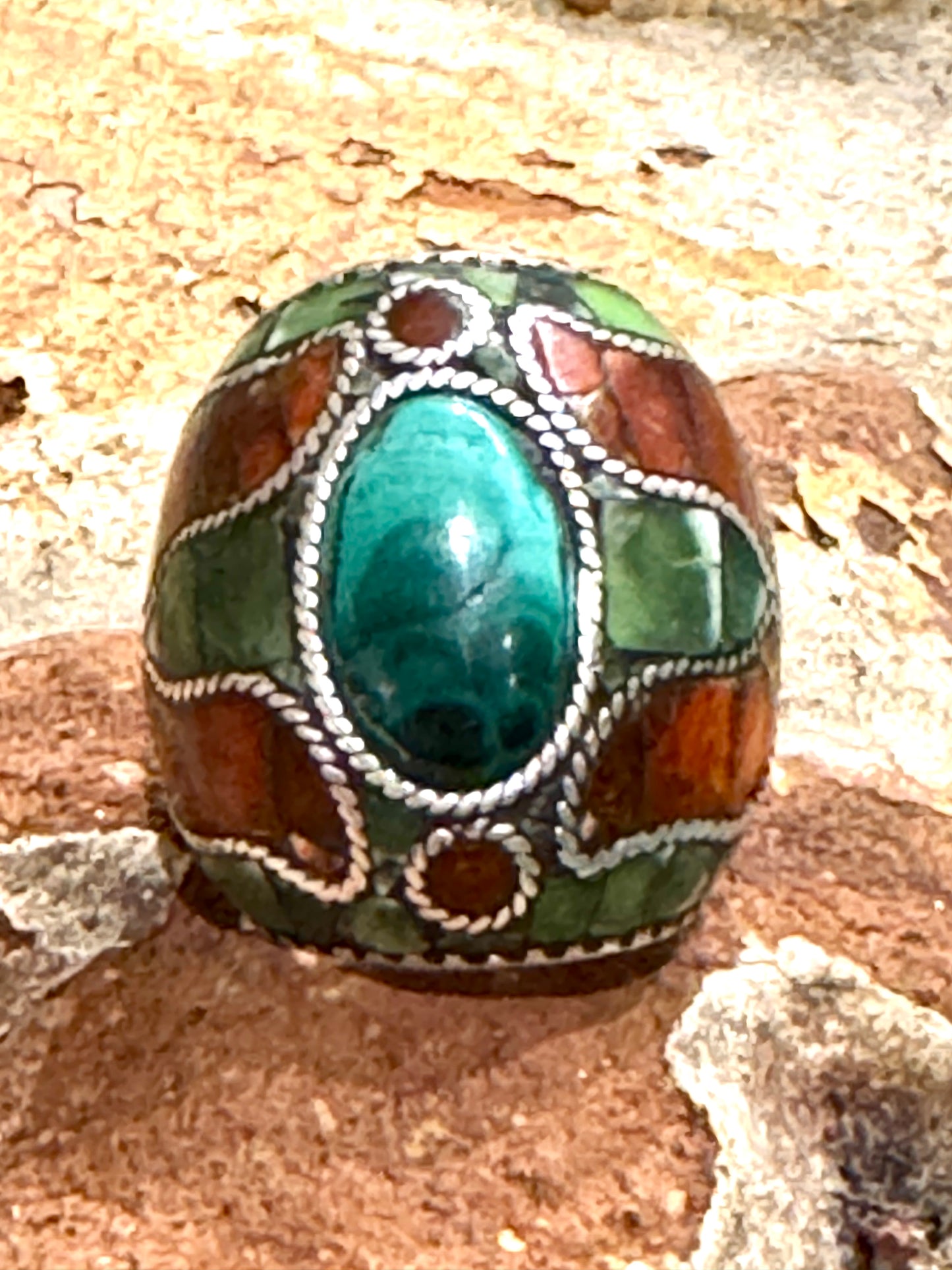 KASHMIRI MEGA MOSAIC STONE SILVER RINGS