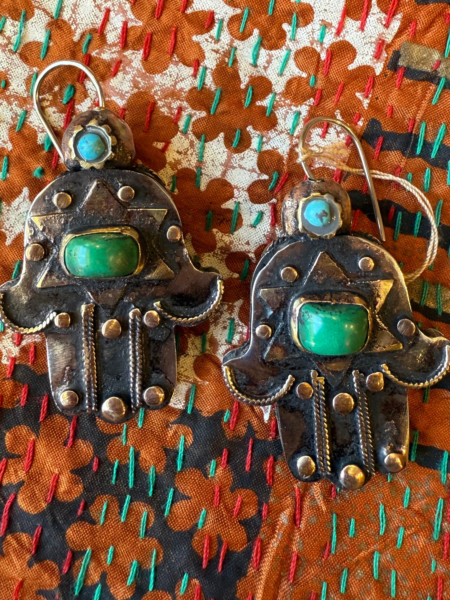 DOUBLE-SIDED GEMSTONE HAMSA EARRINGS