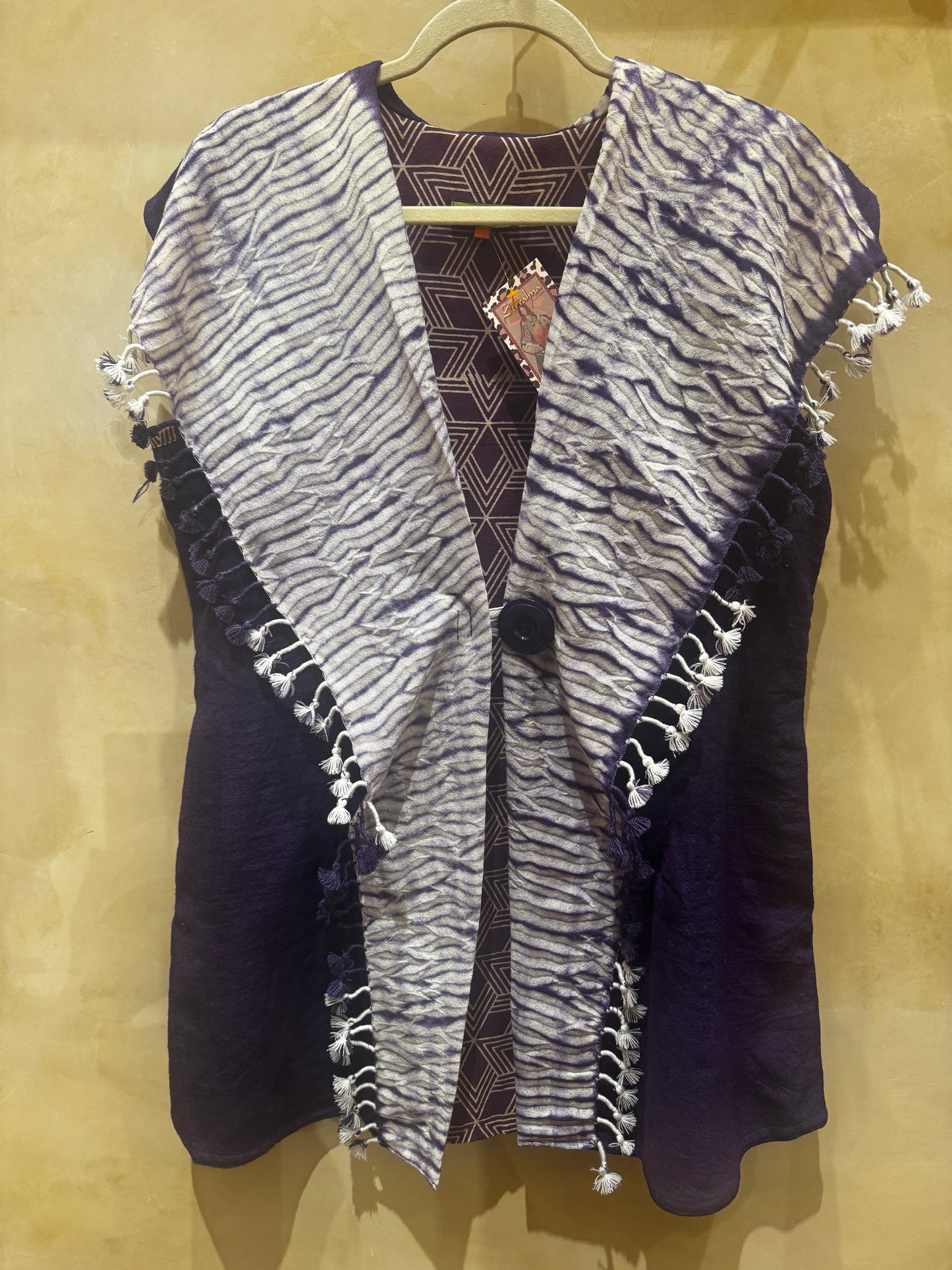 PURPLE WOOL SHIBORI VEST