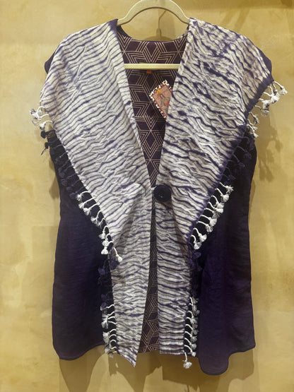PURPLE WOOL SHIBORI VEST