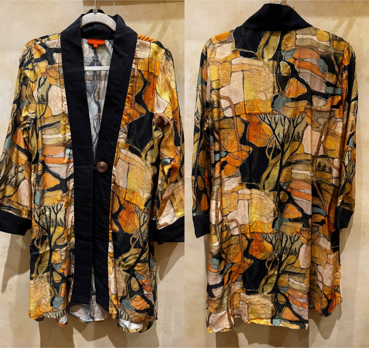 MODERN ABSTRACT FOREST SWING COAT