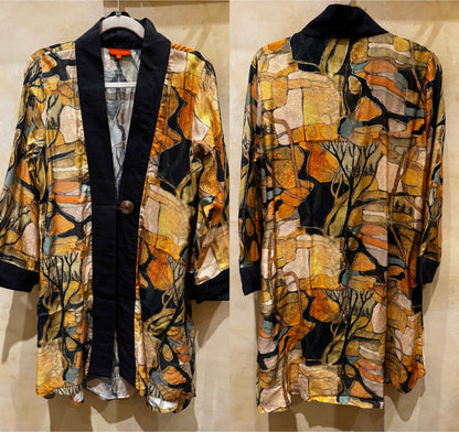 MODERN ABSTRACT FOREST SWING COAT