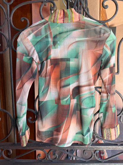 STRETCHY ABSTRACT PEACE BUTTON SHACKET