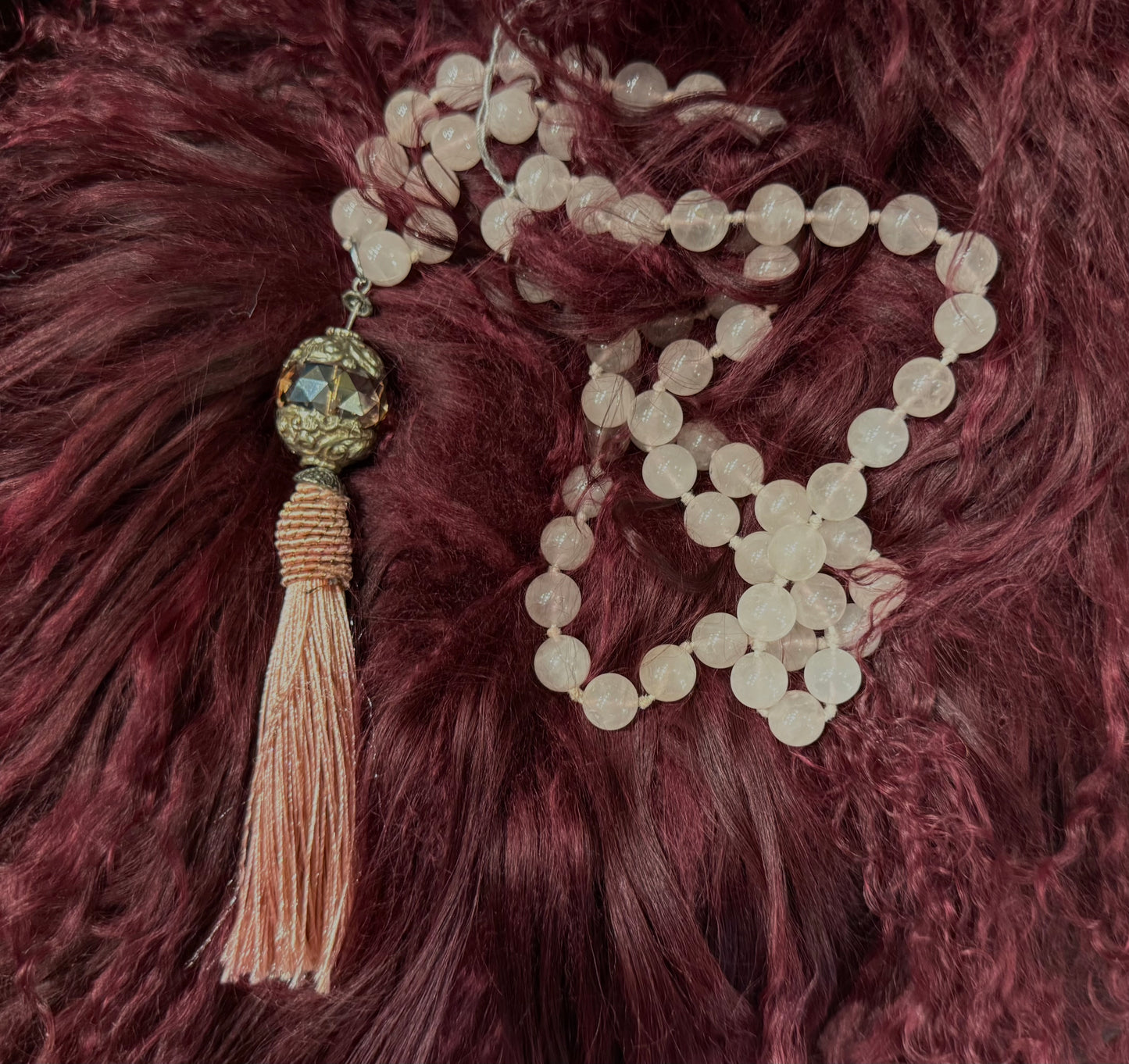 ROSE QUARTZ TASSEL NECKLACE