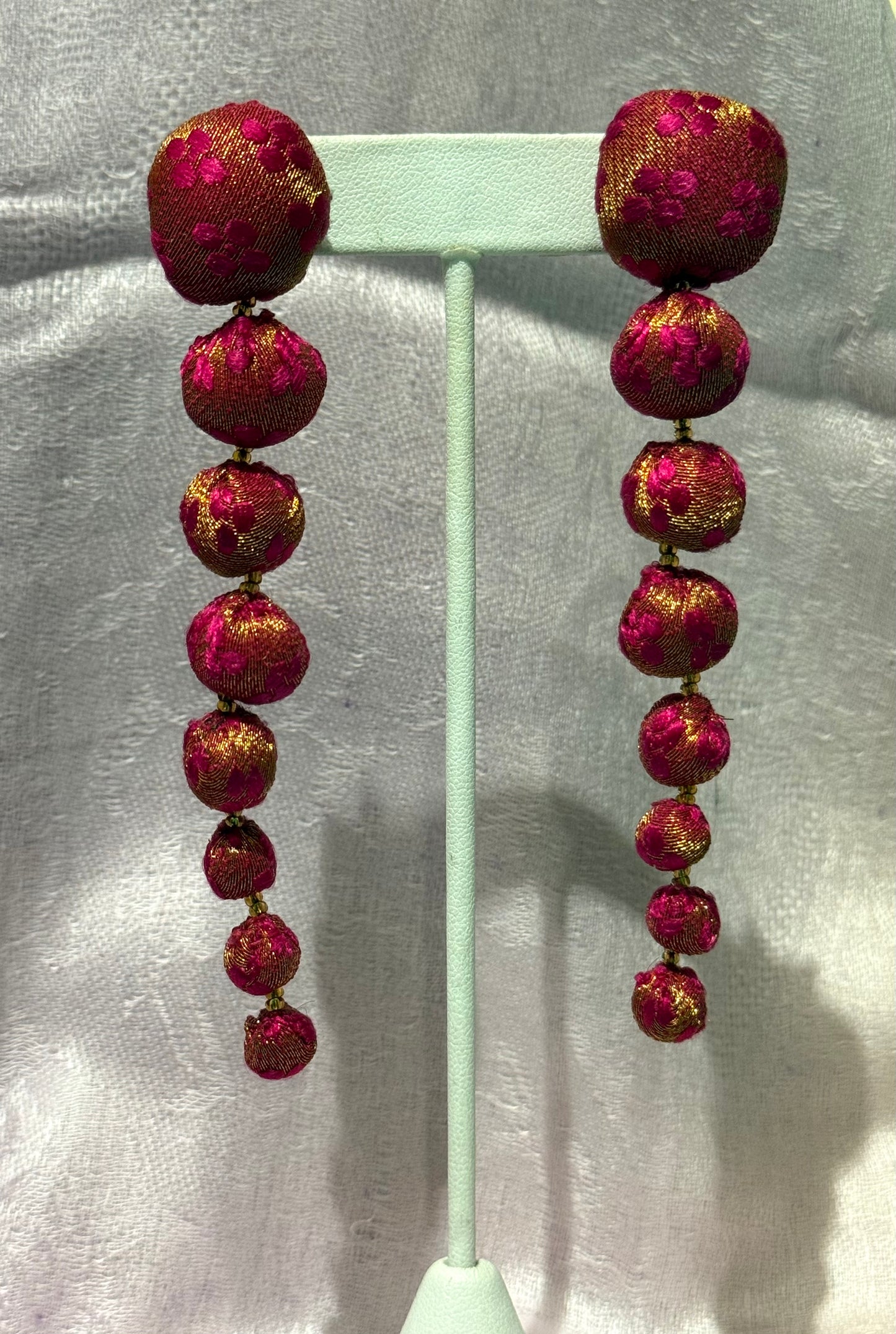 TEXTILE BALL EARRINGS