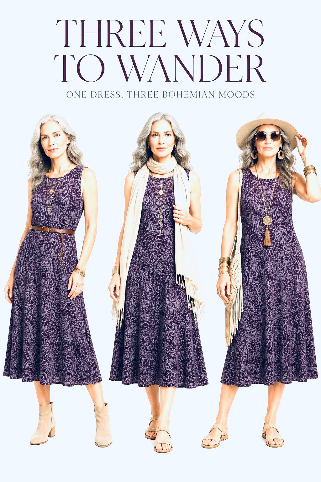 PLUM LACE PRINT COTTON SLIP DRESS