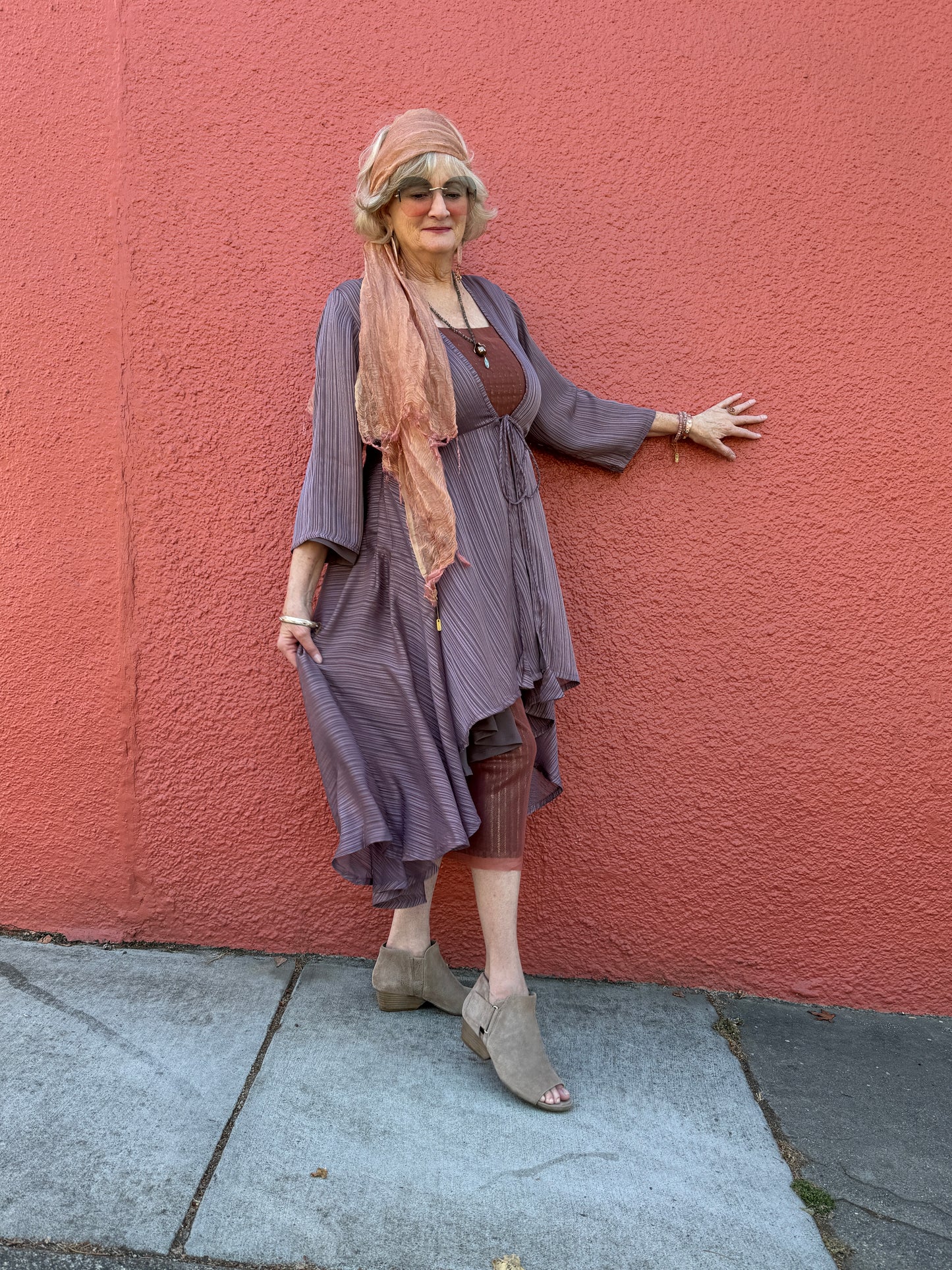 AZEEZA DUSKY MAUVE COAT DRESS