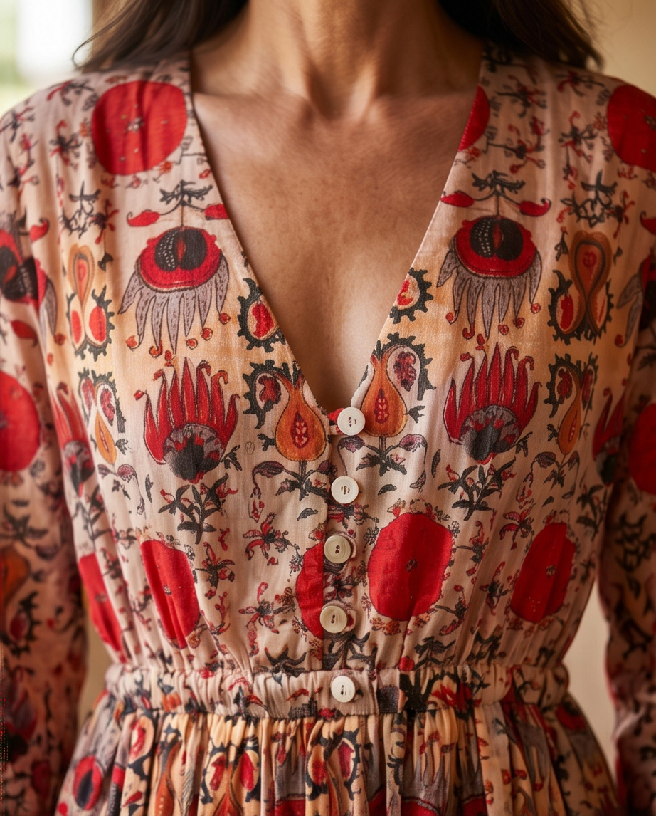 ALEGRA MAXI DRESS RED EXOTIC GARDEN