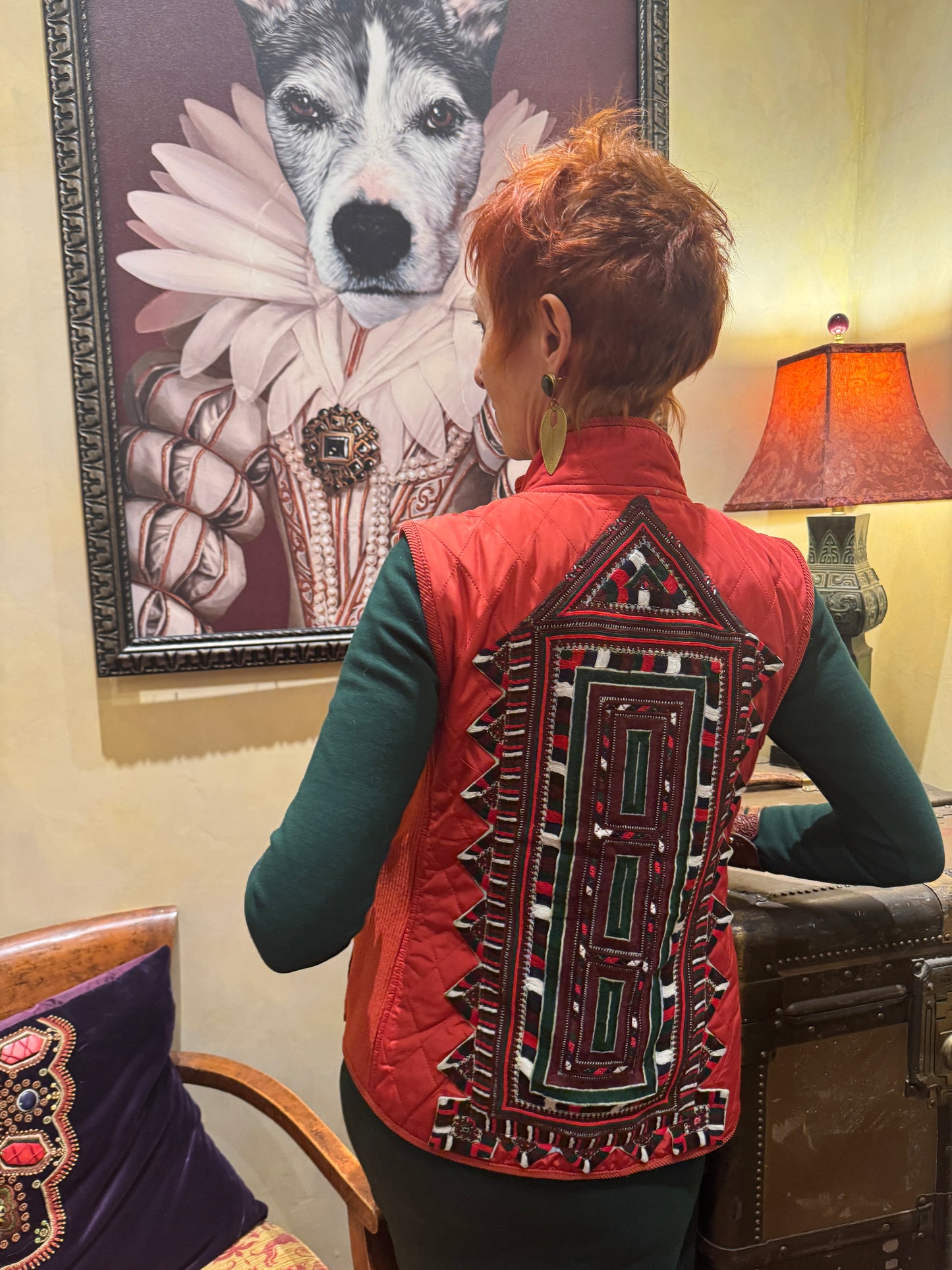 UPCYCLED RED AFGHAN EMBROIDERED VEST