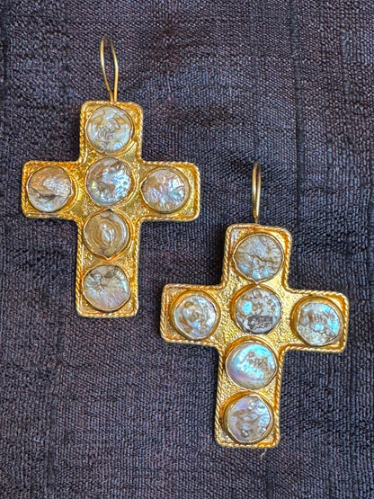 GEMSTONE CROSS EARRINGS