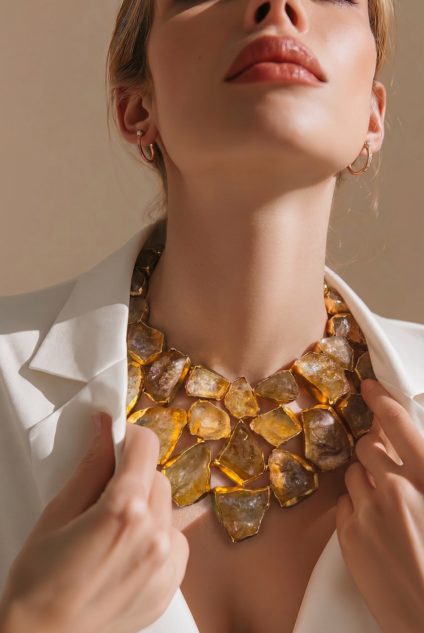CITRINE ROUGH CUT MOSAIC COLLAR NECKLACE