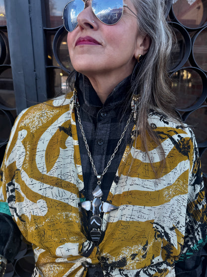 BLACK BANDED AGATE CROSS NECKLACE